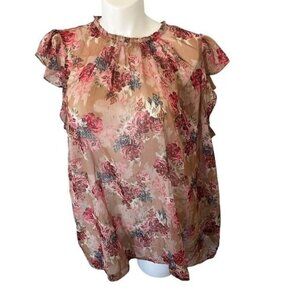 Torrid Size 4 Women's Crinkle Chiffon Flutter Sleeve Blouse New
